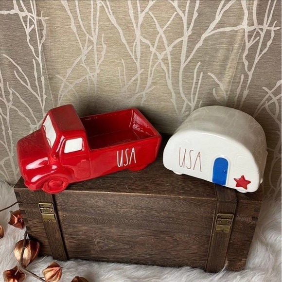 RAE DUNN FARMHOUSE HOME DECOR CERAMIC TABLE TOP USA AMERICA JULY 4 PATRIOTIC NEW - Picture 4 of 7